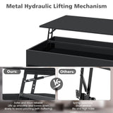 LED Coffee Table for Living Room Morden Coffee Tables with Lift Top High Gloss 4 Tiers WhiteTea Table with Storage Center Tables Sofa Hidden Compartment & 1 Open Shelve & 1 Drawer HOMMPA