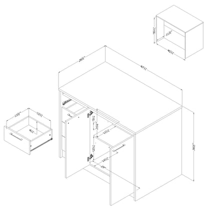 South Shore Myro Kitchen Island, Faux White Marble and White