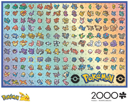 Buffalo Games - Pokemon- Retro Pixel Pokemon Chart - 2000 Piece Jigsaw Puzzle for Adults -Challenging Puzzle Perfect for Game Nights - Finished Size is 38.50 x 26.50