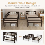 Giantex Espresso Twin Over Twin Bunk Bed with Detachable Design, High Guardrails & Integrated Ladder Giantex