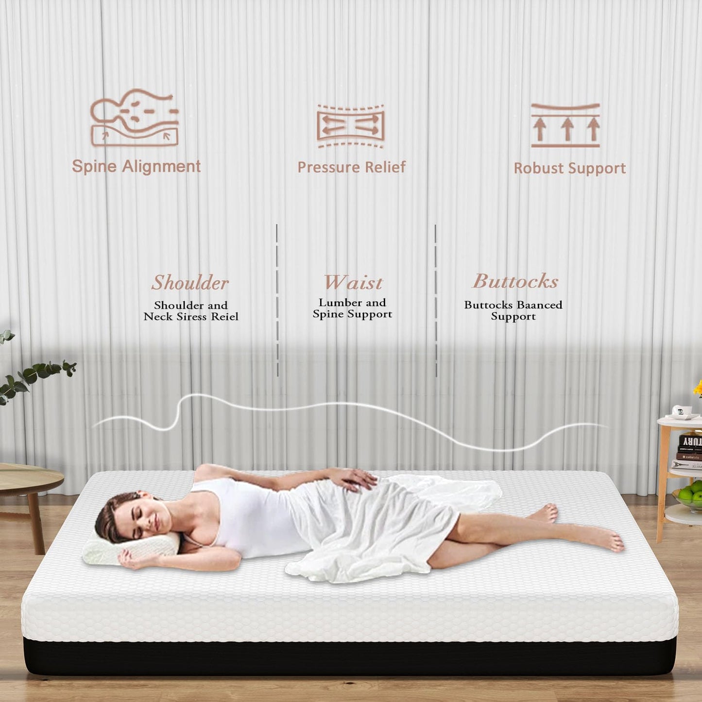 LIYIH 10 Inch Queen Mattress, Memory Foam Mattress, Guest Room Mattress, Comfort Level of This Mattress is Extraordinary,Improved Sciatica CertiPUR Certification【New Version】