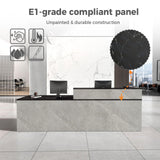 Nuipesn L Shape Reception Desk with Counter, Modern Front Desk Reception Counter with Keyboard Tray, Lockable Drawer and Storage Shelves for Office, Retail, Salon (Gray+Black/Left, 79" L*24" W*39" H) Nuipesn