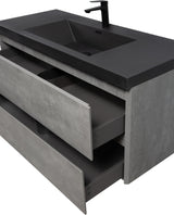 48 inch Floating Bathroom Vanity with Sink, Modern Wall-Mounted Bathroom Storage Vanity Cabinet with Black Quartz Sand Top Basin and Soft Close Drawers,Clean and Functional，Closeout Bathroom Vanities WoodArtSupply