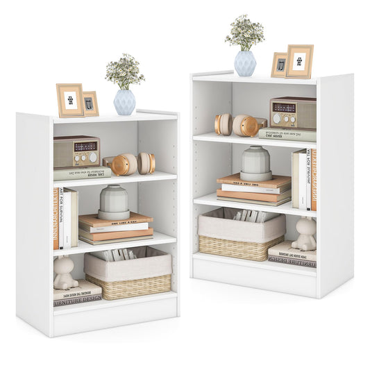 Giantex 3-Tier Modern White Cube Bookcase with Adjustable Shelves and Anti-Tipping Device - WoodArtSupply