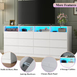 Loomie 12 Drawer White Dresser with Charging Station & Led Lights for Bedroom, Long 63" Quadruple Wide Dresser TV Stand for TVs up to 75", Large Dressers Organizer with 4 Open Cubbies for Living Room Loomie