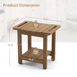 LUE BONA HDPS Shower Bench Seat with Shelf, Brown Shower Stool for Inside Shower Waterproof, Bath Shower Stool Chair for Spa Bathroom, Weather Resistant/Non-Slip/Handles/Indoor or Outdoor Us LUE BONA