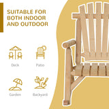 Outsunny Outdoor Wooden Rocking Chair, Single-Person Rustic Adirondack Rocker with Slatted Seat, High Backrest, Armrests for Patio, Garden and Porch, Natural Outsunny