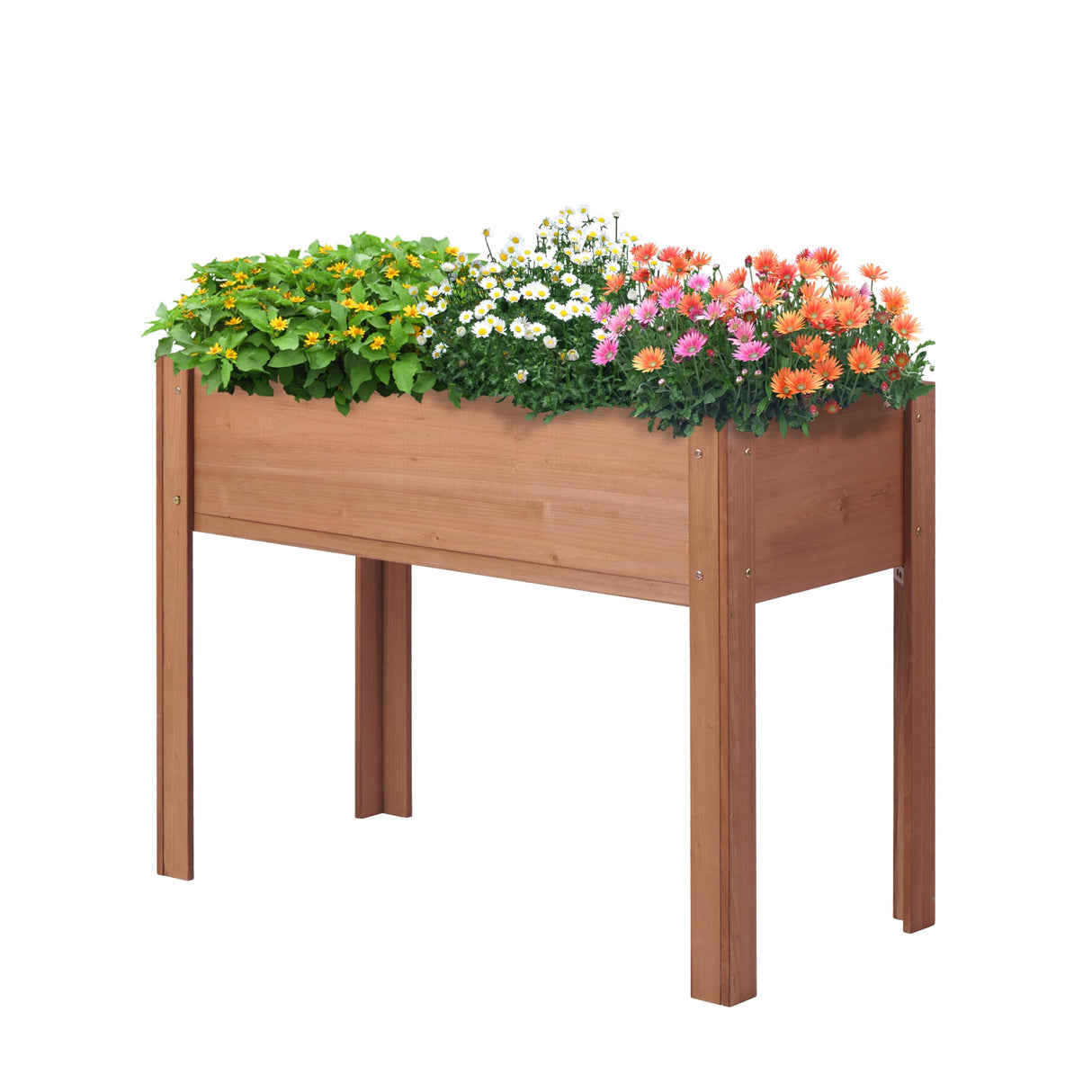 Raised Garden Bed with Legs, 40x20x31'', Solid Wood Elevated Planter Box for Outdoor Backyard Patio Wood-Natrl