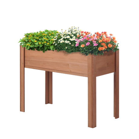 Raised Garden Bed with Legs, 40x20x31'', Solid Wood Elevated Planter Box for Outdoor Backyard Patio Wood-Natrl