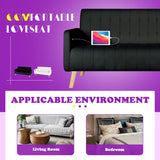 TYBOATLE Mid-Century Modern Striped PU Leather Loveseat Sofa w/ 2 USB Charging Ports, Love Seats Couches w/Pillow for Small Space, Living Room, Office, Apartment, Dorm, Office, 57“ W(White) (Black) TYBOATLE