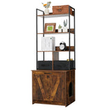 Dwanton Litter Box Enclosure with 3 Storage Shelves and 2 Drawers, 2-in-1 Hidden Cat Litter Box Enclosure Furniture with Shelf, Reversible Entrance, Washable Drawers, 61.8-Inch, Rustic Brown Dwanton