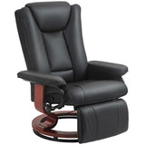 HOMCOM Manual Swivel Recliner Chair, PU Leather Reclining Chair with Footrest for Living Room, Black HOMCOM