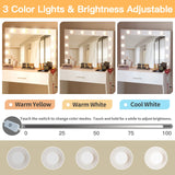 Titoni Vanity Table Set with Lighted Mirror - Makeup Vanity with Charging Station, Large Drawer Sturdy Wood Vanity with Lights, 3 Color Modes, Adjustable Brightness, White Titoni