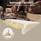 Fireplace Mantel, 60 Inch Rustic Fireplace Mantle with Arched Corbels, 100 lbs Weight Capacity Fire Place Mantel, Natural Wood Mantles for Over Fireplace, Fire Place Mantel for Living Room (White) KALSUBO