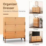 WHOOSPEREH Stackable 3 Drawers Dresser, Customizable Chest of Drawers for Bedroom, Living Room, Closet, Easy Assembly Wood Furnitures Cabinet, 30 inch Width Beech and Basswood Color Combo WHOOSPEREH