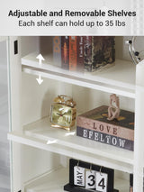 Farmhouse Arched Display Cabinet Bookcase Bookshelf with Glass Doors and Adjustable Shelves, 72" Tall 6 Tiers French Country-Inspired Wooden Curio Cabinet for Living Room, Office (Antique White) ZESTO PASSION FOR LIVE