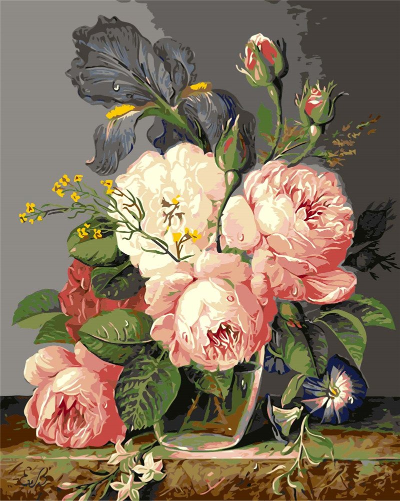 CaptainCrafts Paint by Numbers Kit for Adults Flowers Paint by Numbers Frameless Canvas Art DIY Oil Painting House Decor 16x20 INCH Mouthwatering Flowers (Frameless) CaptainCrafts