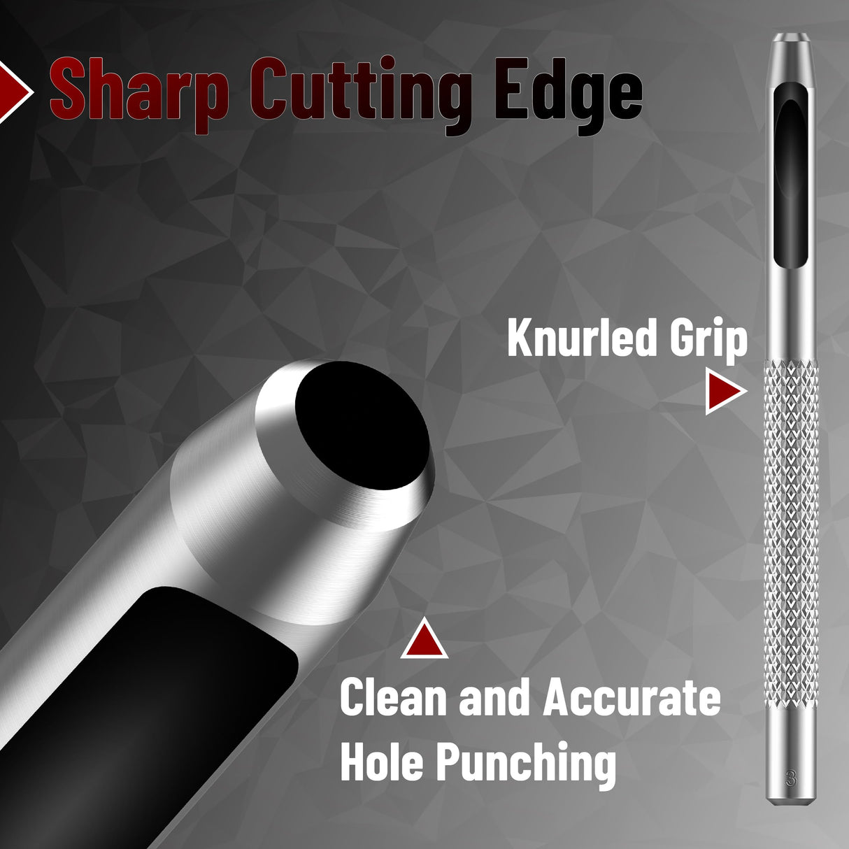 UNCO- Hollow Leather Hole Punch Set, 6 pcs, Steel, Leather Hole Punch Tool, Leather Punch Tool, Hole Punch for Leather Punch Set, Hollow Punch Set, Gasket Hole Punch Set, Hollow Hole Punch Set UNCO