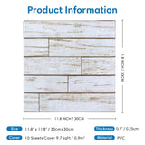 COMSTICKC 3D White Wood Wall Panels, Faux Wood Peel and Stick Shiplap Wall Panels,10 Pcs of 12"X12", Thin PVC White Wood Adhesive Fake Wood Backsplash,Paintable Decorative Tiles COMSTICKC