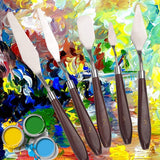 Artist Painting Knives Set - 5 Pieces Painting Knives Stainless Steel Spatula Palette Knife Oil Painting Accessories Color Mixing Set for Oil, Canvas, Acrylic Gemerglity