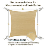 Shade&Beyond 10'x10' Sun Shade Sails Curved Canopy Square Sand 185GSM Shade Sail Permeable for Patio Deck Yard Backyard, (We Make Custom Size) Shade&Beyond