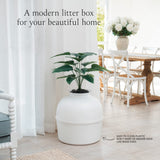 Secret Litter Box by Bundle & Bliss - Hidden Litter Box Enclosure, Patented Design with Odor Control, Includes Faux Plant, Carbon Filter and Real Stones Vivid White Bundle & Bliss