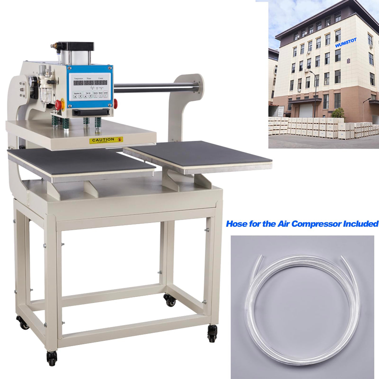 WUMSTOT Heat Press 16x24 Machine: Pneumatic Dual Platen Heat Press with Portability Stand & Up-Sliding Function - Large Format Sublimation Transfer Machine for Professional Printing WUMSTOT