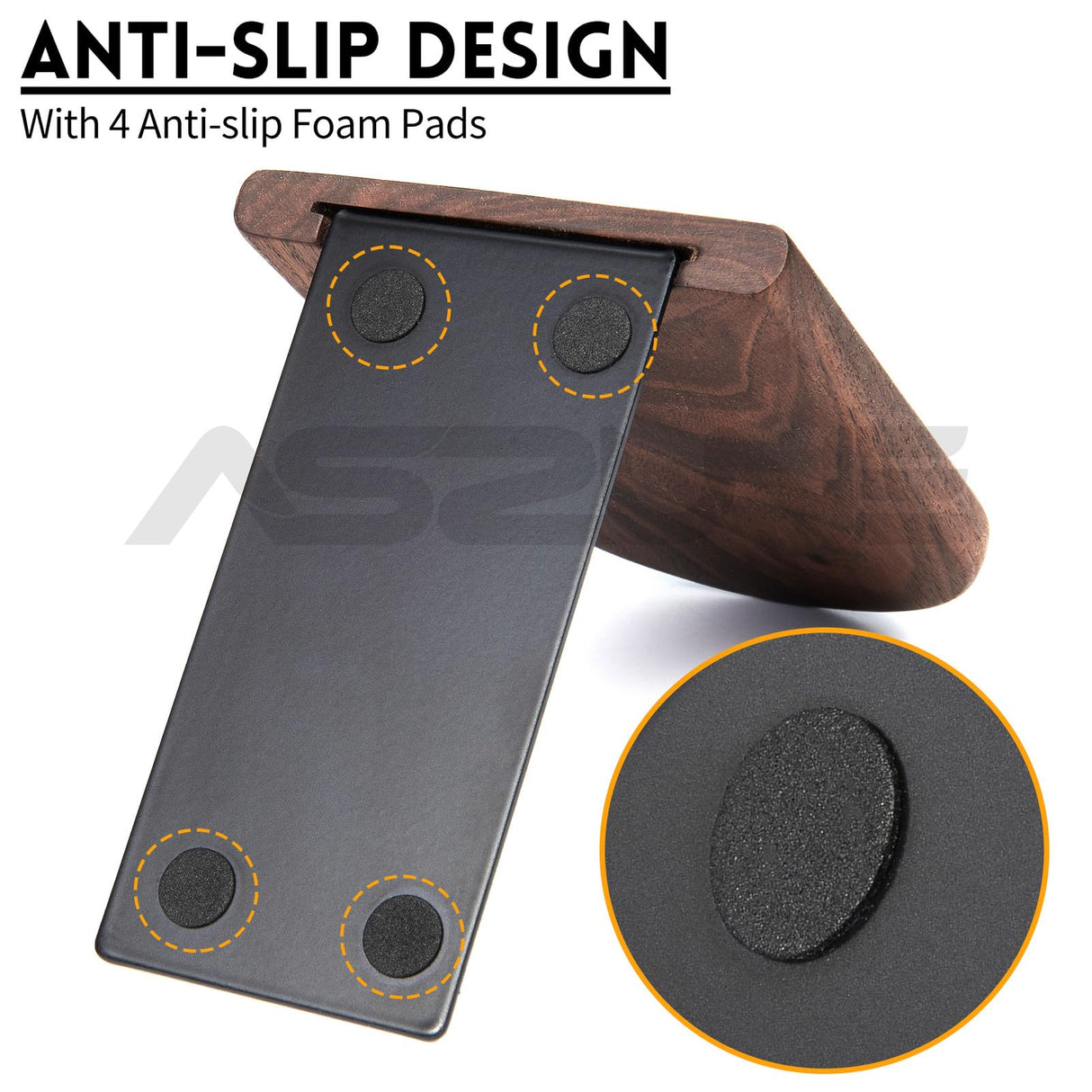 4Pairs Book Ends Hold Heavy Books Wood Bookends for Heavy Books Heavy Duty Walnut Book Ends for Men Wood Bookends for Office Desk Non-Skid ASZUNE