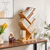 YMYNY 4 Tier Tree Bookshelf, Small Bookcase, Modern Wood Book Storage Rack, Freestanding Book Shelf for Books/Movies/CDs, Narrow Display Rack for Living Room, Home Office, Natural UHBC014N YMYNY