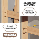 Wooden Swedish Ladder Wall Set – Kids Stall Bars for Exercise – Kids Swedish Gymnastic Wall Gym – Wood Stall Bar Gymnastics Playground – best Gym for all family all ages training stretching – Sport-2 WEDANTA