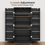 Shintenchi Kitchen Pantry Cabinet,5 - Layer Storage Cupboard with Adjustable Shelves for Organizing and Storing Food Items,47'' Versatile Buffet Sideboard for Kitchen, Bathroom and Laundry,Black Shintenchi