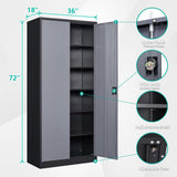 SISESOL Wide & Deep Metal Storage Cabinet with Lock & 5 Adjustable Shelves,72" Gray Garage Storage Cabinet with Locking Doors,Locking Metal Cabinets for Home,Office,Shop,Garage 72x36x18 SISESOL