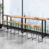 Lebolna Industrial Bar Counter Table,Solid Wood Bar Top Table Long Narrow Bar Table,Rectangular Bar Height Pub Table Rustic Counter Top Table,Live Edge Kitchen Dining Table,No Stool(86.6", Brown) Lebolna