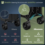 Hikemoon 48"L Collapsible Wagon Cart Foldable, 560LB Weight Capacity 300L Heavy Duty Folding Beach Wagon with All-terrain Big Wheel, Utility Wagon for Grocery, Shopping, Garden, Sports, Camping, Black HIKEMOON
