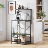 Bestier 4-Tier Black Kitchen Bakers Rack with Pull-Out Shelf & Hooks on Wheels Bestier