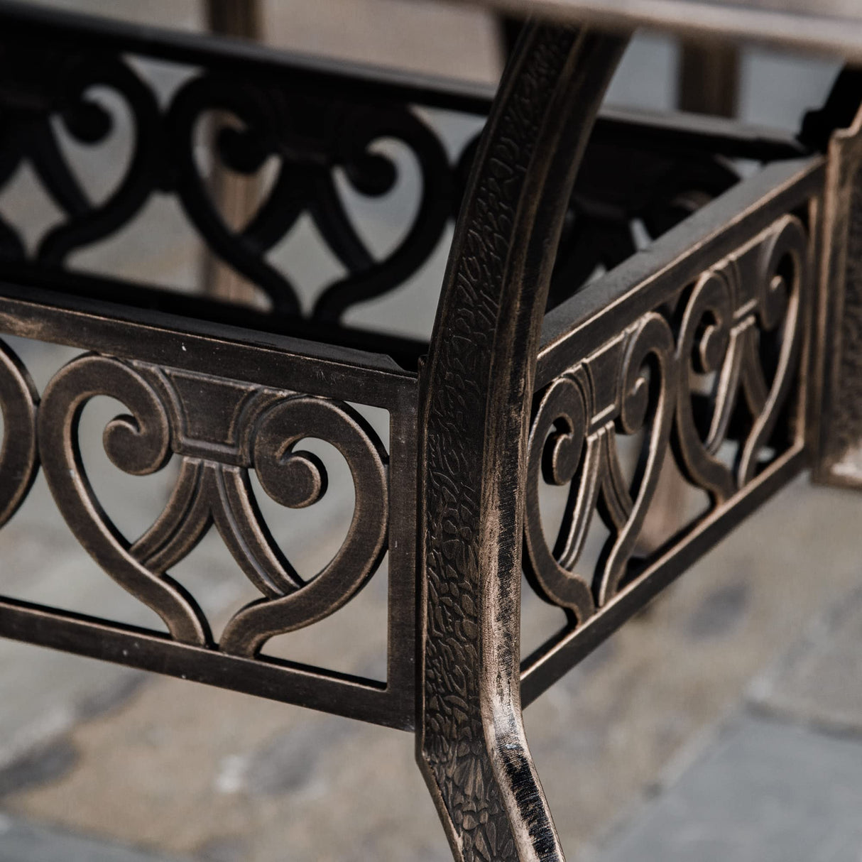 Outsunny 7-Piece Patio Dining Set, Cast Aluminum Outdoor Furniture Set with 6 Armchairs, 1 Table and Umbrella Hole, Bronze Outsunny