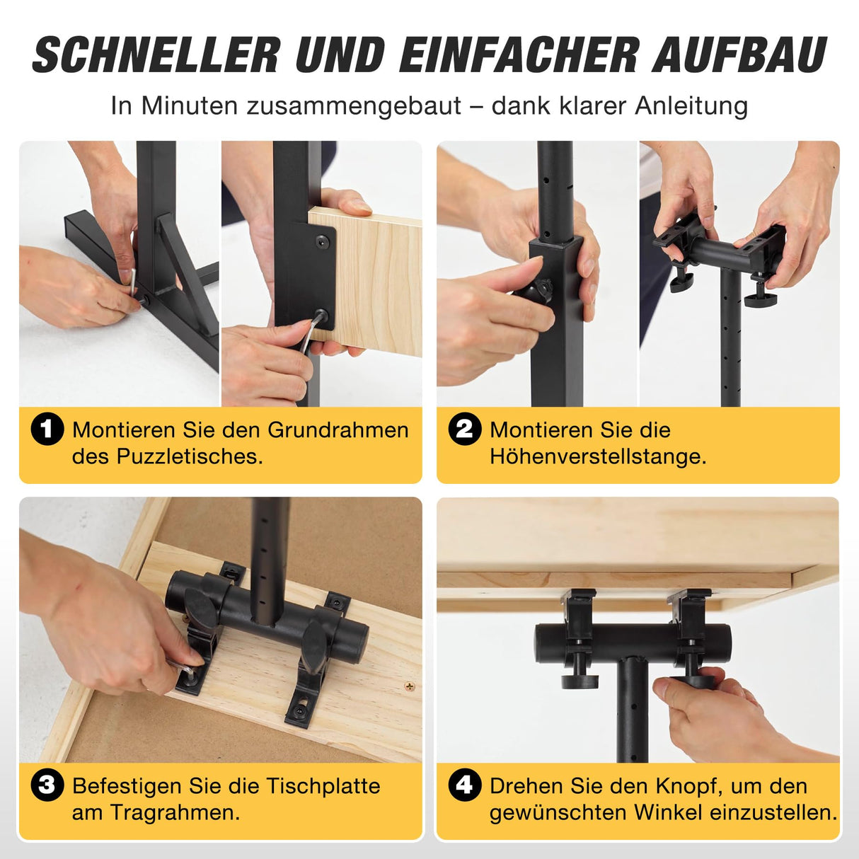 FUNTOK 1500 Piece Puzzle Table with Legs for Adults, Portable Wooden Puzzle Board Table with Drawers, Adjustable Height, 4-Tilting-Angle, Transparent Cover, Non-Slip Felt Surface, Present for Mom FUNTOK