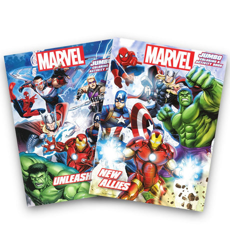 Marvel Heroes Avengers Jumbo Coloring and Activity Book Set (2 Books) WoodArtSupply
