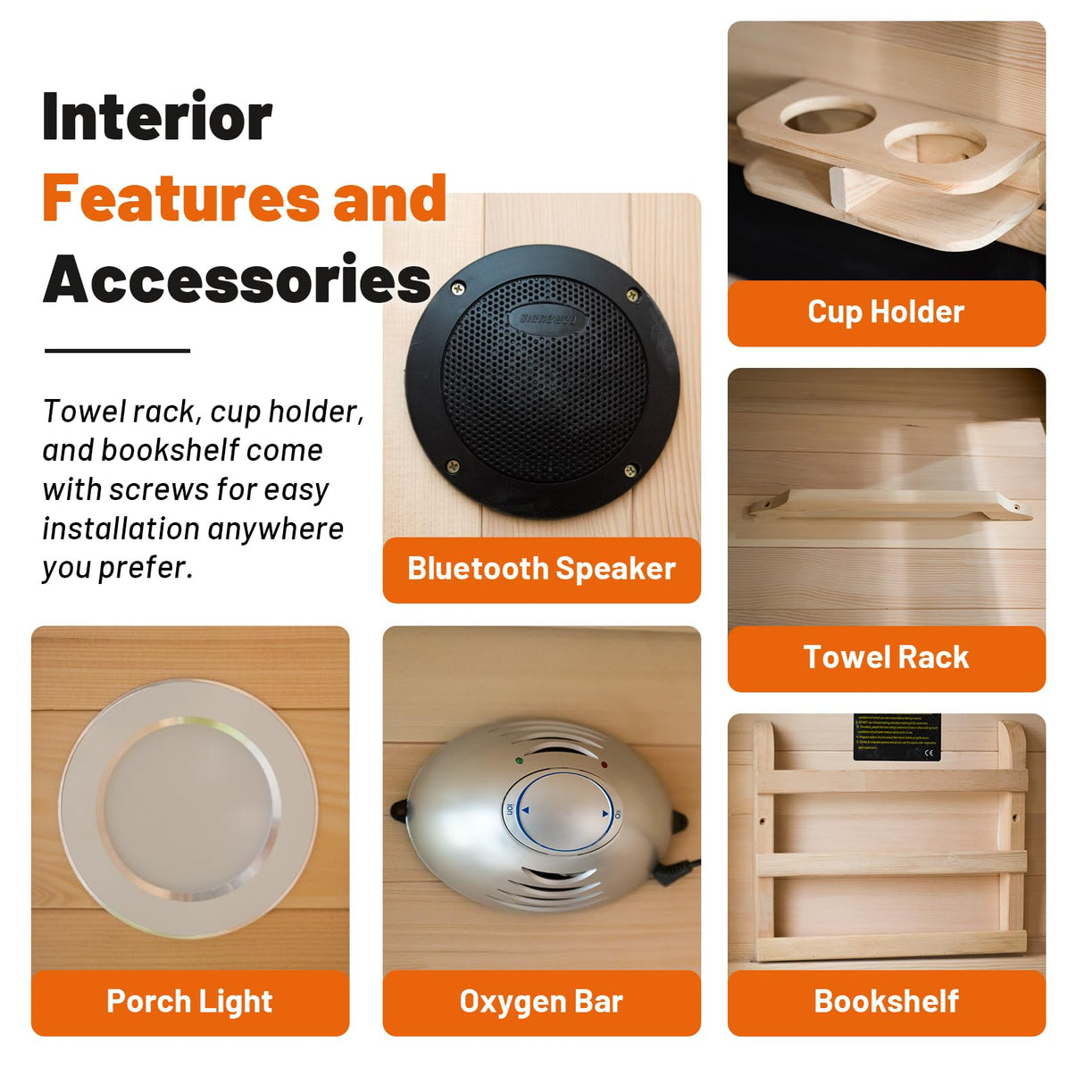 Efficraft Infrared Sauna Indoor,1-2 Person Hemlock Wooden Home Sauna w/Backrest, Dry Sauna for Home Spa Room 1800W, Time Temp Pre-Set Sauna Room,7 Heating Panels Personal Far Infrared Saunas for Home Efficraft