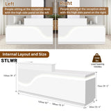 STLWR Modern Reception Desk with Locking Drawers, of Multi-Layer Solid Wood, Three-Color LED Light Strip & File Cabinet, Office Display Counters Retail Reception Desk (All White-Left, 63") Generic