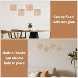 KOYILTD 4 Pieces Thicken Rustic Wall Decor,Flower Carved Wall Art,Wooden Hollow Carved Design (Square, 8.2in) KOYILTD