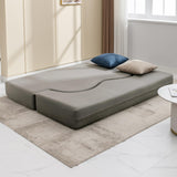 Mjkone Queen Size Floding Sofa Bed, Floor Sofa Bed with Memory Foam, Upholstered Convertible Couch Bed, Fold Out Futon Sleeper Couch Bed for Living Room,Guest Room, Washable Cover, Light Gray Mjkone