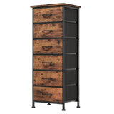 Fixwal Tall Dresser for Bedroom Closet Organizers and Storage Tall Fabric Dresser with 6 Drawers, Small Clothes Storage Girl Bedroom Furniture, Rustic Brown Fixwal