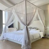 Canopy Bed Frame King Size Stainless Steel Canopy Poles for Bed, Canopy Bed Curtains King Bed Canopies & Drapes for 4 Corner Metal Bed Wood Bed Bedroom Decor ForestSource