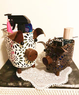 Farmhouse Metal Small Storage Basket Set For Kitchen or Bathroom Pig Decor, 2 Count Stackable Small Basket with Handle GIFTME 5