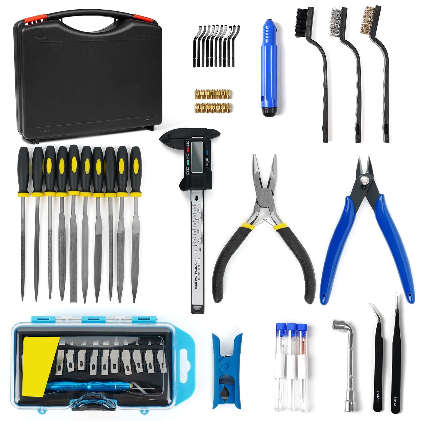 Twotrees 78 Piece 3D Printer Tool kit, Diverse 3D Printer Nozzle Cleaning Kit and Repair Tool Set, Including Tool Box, for 3D Printer Assembly, Cleaning, Trimming, etc - WoodArtSupply