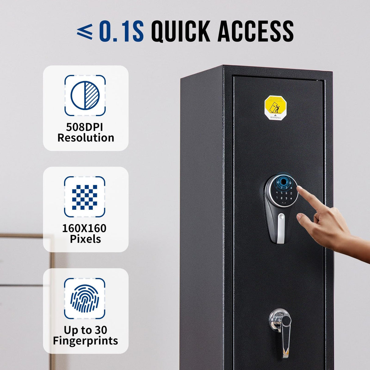 BlackSmith 5 Biometric Rifles Safe Long Gun Safe for Home Rifles and Pistols Quick Access Fingerprint Gun Cabinet Dual Alarm 2 Rifles Gun Rack Password Memory Function 16 Gauge Alloy Steel BlackSmith