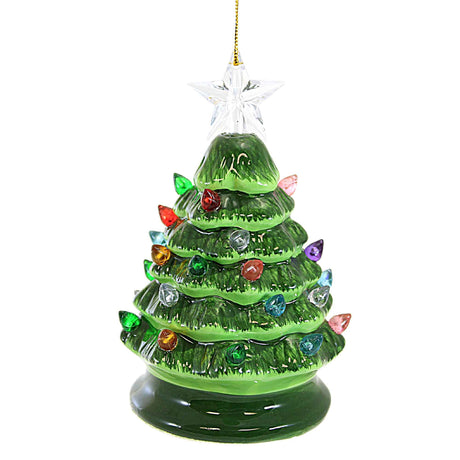 Roman 134658 LED Green Vintage Tree Ornament, 5-inch Height, Battery Included Roman