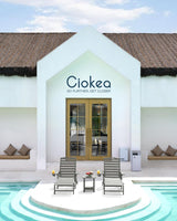 Lounge Chair Outdoor, Oversized Chaise Lounge Chair with 5 Positions, HDPE, Patio Lounge Chair with Wheels & Cup Holder for Pool, Deck, Poolside, Grey Ciokea