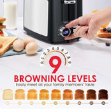 Toaster 2 Slice Wide Slot Toaster Best Rated Prime Displav Smart Toasters with LCD Digital Countdown Timer and Bagel/Defrost/Cancel/Reheat Function Hommater